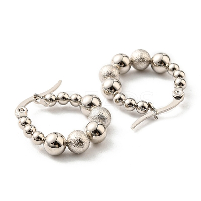 Non-Tarnish 304 Stainless Steel Beaded Hoop Earrings for Women EJEW-F319-03P-1