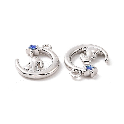 Moon with Rabbit Brass Enamel Pendants KK-G435-08P-1