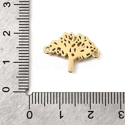 Brass Pave Colorful Cubic Zirconia Tree of Life Connector Charms KK-I360-031G-1