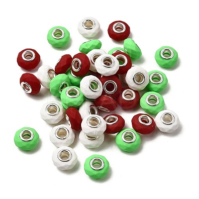 Spray Painted Faceted Resin European Beads RESI-C063-02C-1
