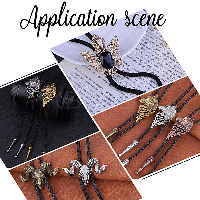 6Pcs 2 Style Iron Bolo Tie Slide Clasp IFIN-GF0001-25AB-1