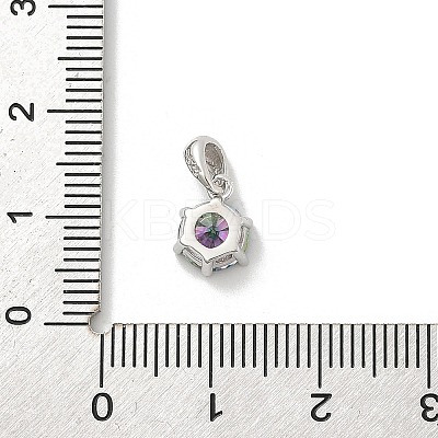 925 Sterling Silver Moissanite Rhinestone Flat Round Charms STER-U008-03P-1
