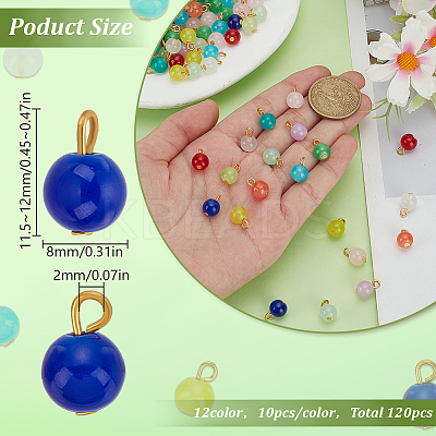 120Pcs 12 Colors Baking Paint Imitation Jade Glass Charms PALLOY-HY00035-1