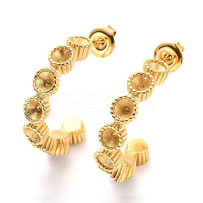 304 Stainless Steel C-shape Stud Earrings Findings EJEW-B023-10G-1