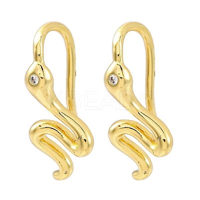 Snake Brass Micro Pave Cubic Zirconia Dangle Earrings EJEW-G425-04G-01-1