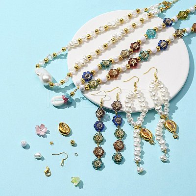 DIY Imitation Pearl Earring Bracelet Necklace Making Kit DIY-FS0003-09-1
