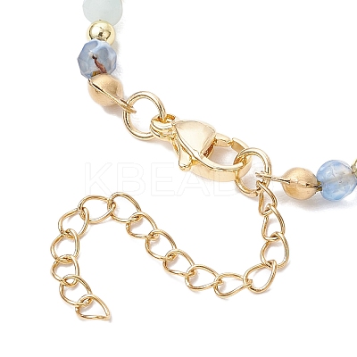 Natural Blue Agate Beaded Bracelets BJEW-JB11763-02-1