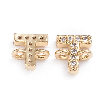 Brass Micro Pave Cubic Zirconia Letter Links X-ZIRC-I042-16G-T-1