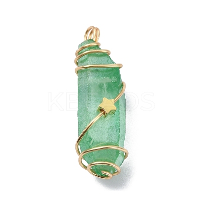 Electroplated Natural Quartz Crystal Pendants PALLOY-JF02087-02-1