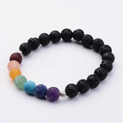 Natural Lava Rock Bead Stretch Bracelets BJEW-JB02508-1