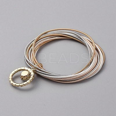 Iron Stretch Chains Multi-strand Bracelet BJEW-WH0023-07-1