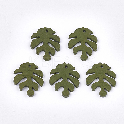 Painted Poplar Wood Pendants WOOD-T021-11K-1