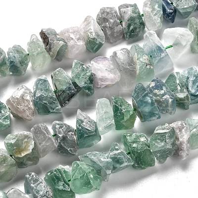 Rough Raw Natural Green Fluorite Beads Strands G-J390-B02-1