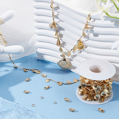 DIY Shell Charms Chain Bracelet Necklace Making Kit DIY-BBC0001-64-1