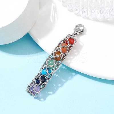 Chakra Natural Gemstone Pouch Pendant Decooration HJEW-JM01611-01-1