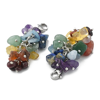 Natural Chip Gemstone Pendant Decorations X-HJEW-JM00213-1