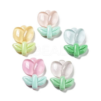 Translucent Resin Cabochons RESI-G084-15-1