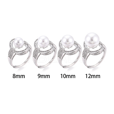 Oval Brass Micro Pave Clear Cubic Zirconia Adjustable Ring Settings KK-T076-69P-1