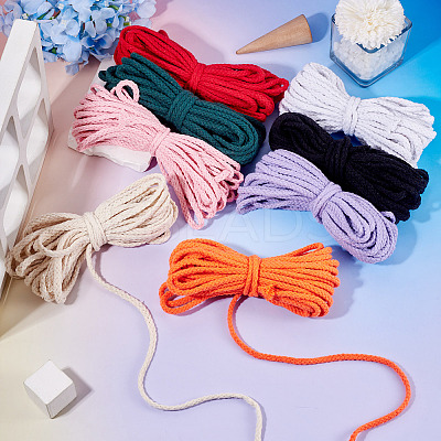 8 Skeins 8 Colors Braided Cotton String Threads for Crafts Knitting Making OCOR-TA0003-56-1