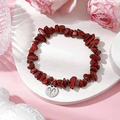 12Pcs 12 Styles Constellations Guardian Gemstone Stretch Bracelets BJEW-JB11147-1