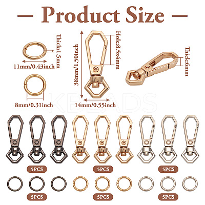 15Pcs 6 Colors Alloy Swivel Snap Hook Clasps FIND-TA0003-78-1