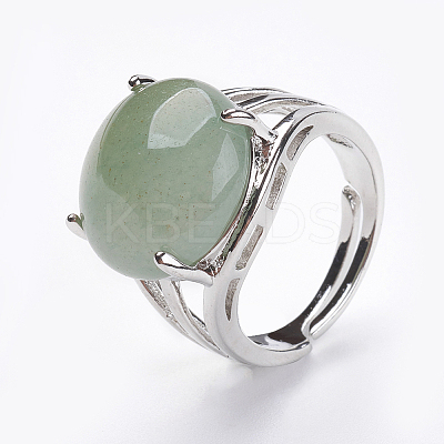 Adjustable Natural Green Aventurine Finger Rings LS-RJEW-F075-01K-1