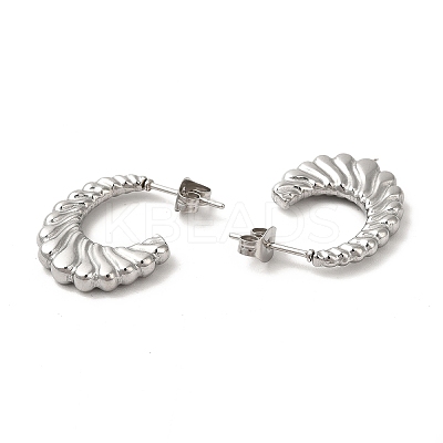 Non-Tarnish 304 Stainless Steel Croissant Stud Earrings LS-EJEW-L237-04P-1