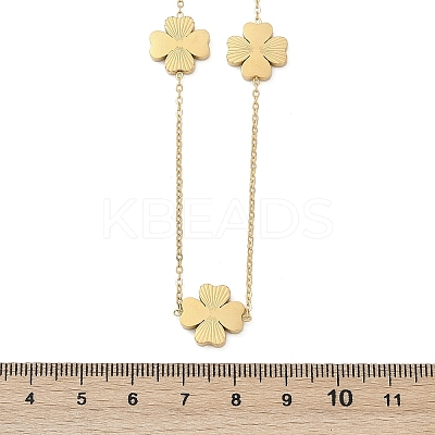 304 Stainless Steel Clover Link Chain Long Necklaces NJEW-V001-01G-1