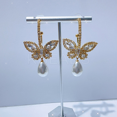 Fashionable luxury Clear Cubic Zirconia & Rhinestone Butterfly Stud Earrings KY8568-2-1