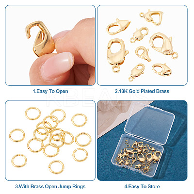16Pcs 8 Styles Brass Lobster Claw Clasps KK-TA0003-04-1