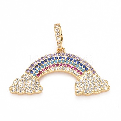 Rack Plating Brass Micro Pave Colorful Cubic Zirconia Pendants KK-M229-07G-1