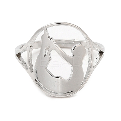 Non-Tarnish 304 Stainless Steel Yoga Adjustable Ring for Women RJEW-M149-27P-1