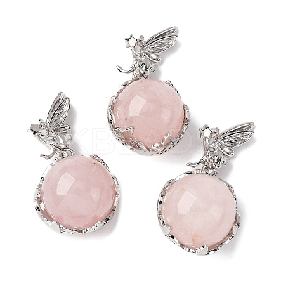 Natural Rose Quartz Round Pendants G-G207-01P-06-1
