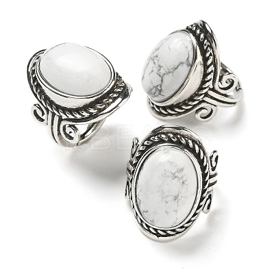 Natural & Synthetic Gemstone Adjustable Rings RJEW-I108-01AS-1