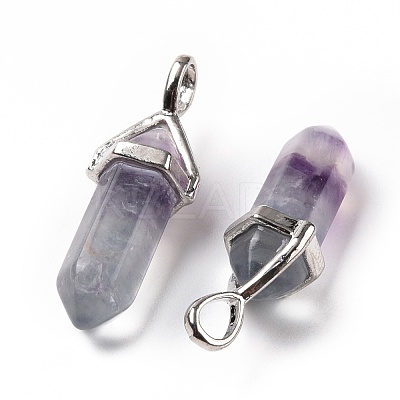 Natural Colorful Fluorite Pointed Pendants G-K329-68P-1