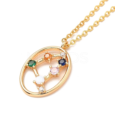 Colorful Cubic Zirconia Constellation Pendant Necklace NJEW-H166-01A-1