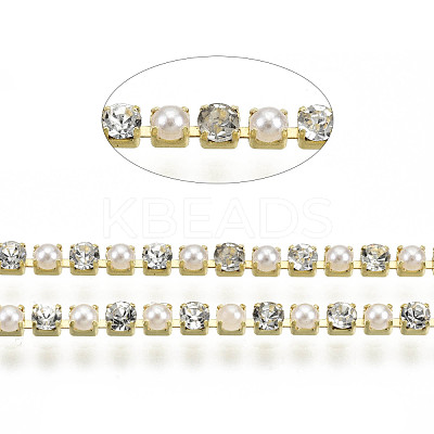 Brass Rhinestone Strass Chains CHC-N017-001A-A25-1