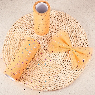 Heart Glitter Sequin Deco Mesh Ribbons OCOR-BC0007-11-1