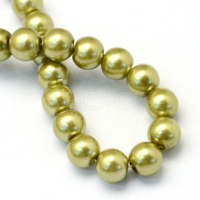 Baking Paint Pearlized Glass Pearl Round Bead Strands HY-Q330-8mm-43-1