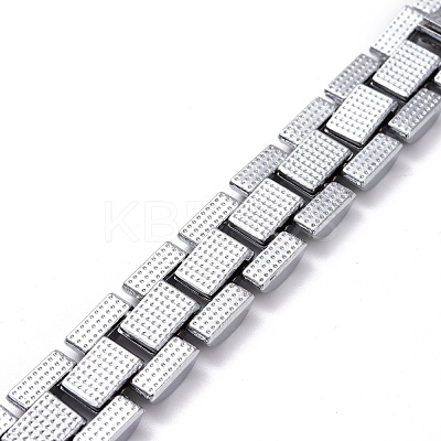 Men's Crystal Rhinestone Solid Link Chain Bracelet BJEW-I297-02P-1