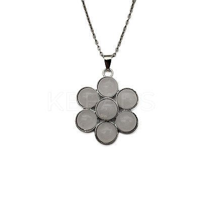Natural Quartz Crystal Flower Pendant Necklaces FO7861-1-1