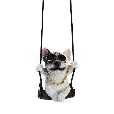 Cute Resin Swinging Bulldog Pendant Decorations LS-HJEW-A010-01B-1