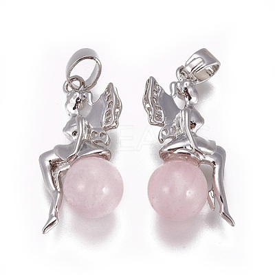 Natural Rose Quartz Pendants G-L512-E08-1