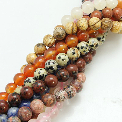 Natural & Synthetic Mixed Stone Beads Strands G-G151-12mm-M1-1