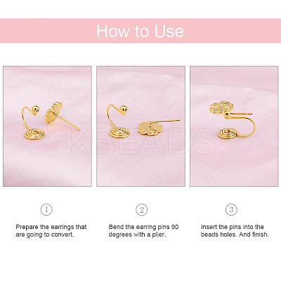 Brass Clip-on Earring Converters Findings KK-D060-02RG-1