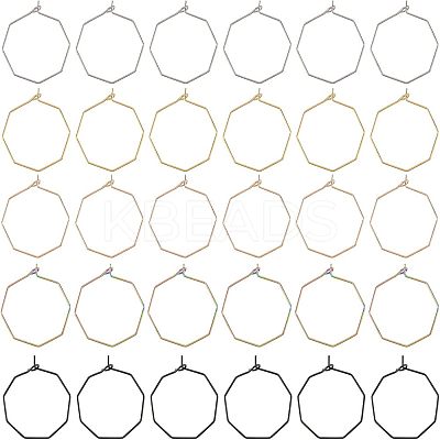30Pcs 5 Colors Ion Plating(IP) 316 Surgical Stainless Steel Hoop Earrings Findings STAS-UN0030-95-1