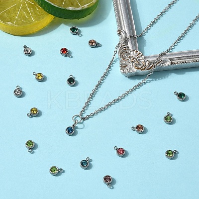 20Pcs 303 Stainless Steel Rhinestone Charms STAS-YW0001-17-1