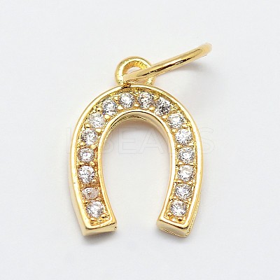 CZ Brass Micro Pave Cubic Zirconia Horse Shoe Charms X-ZIRC-L018-13G-1