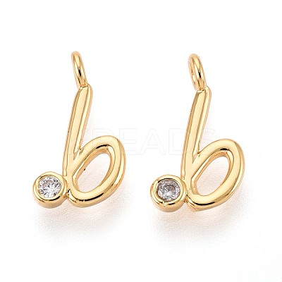 Brass Micro Pave Cubic Zirconia Charms KK-N263-97G-B-1