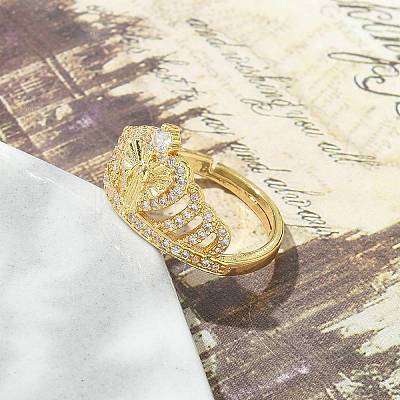 Virgin Mary Theme Clear Cubic Zirconia Finger Rings RJEW-G337-02G-05-1